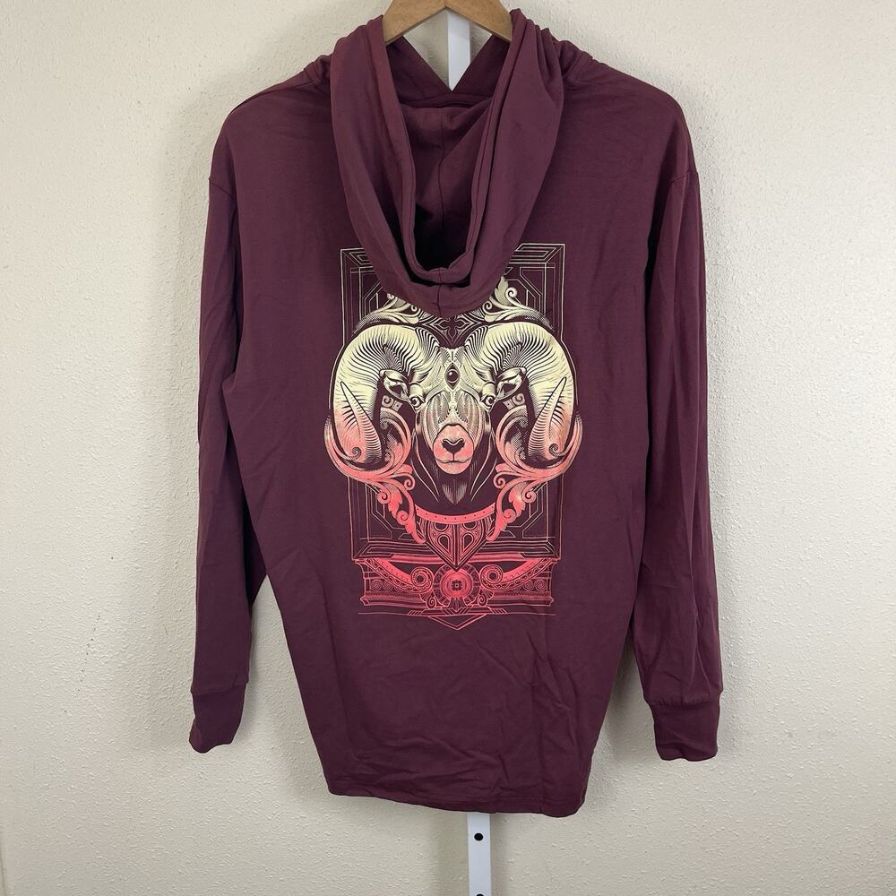 Threyda Ram Fade Lightweight Hoodie Mens M Medium Sacred Geometry Mugwort